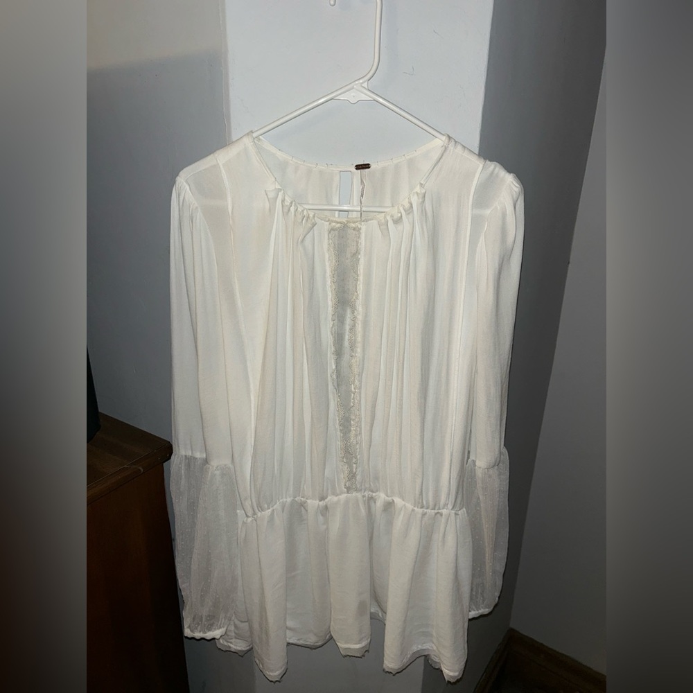 Free People Blouse with Lace Accents
